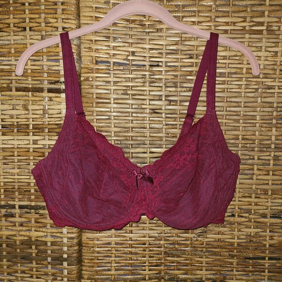 Chantelle 3281 Rive Gauche Full Coverage Underwire Bra Burgundy Size 38DD - Picture 1 of 6